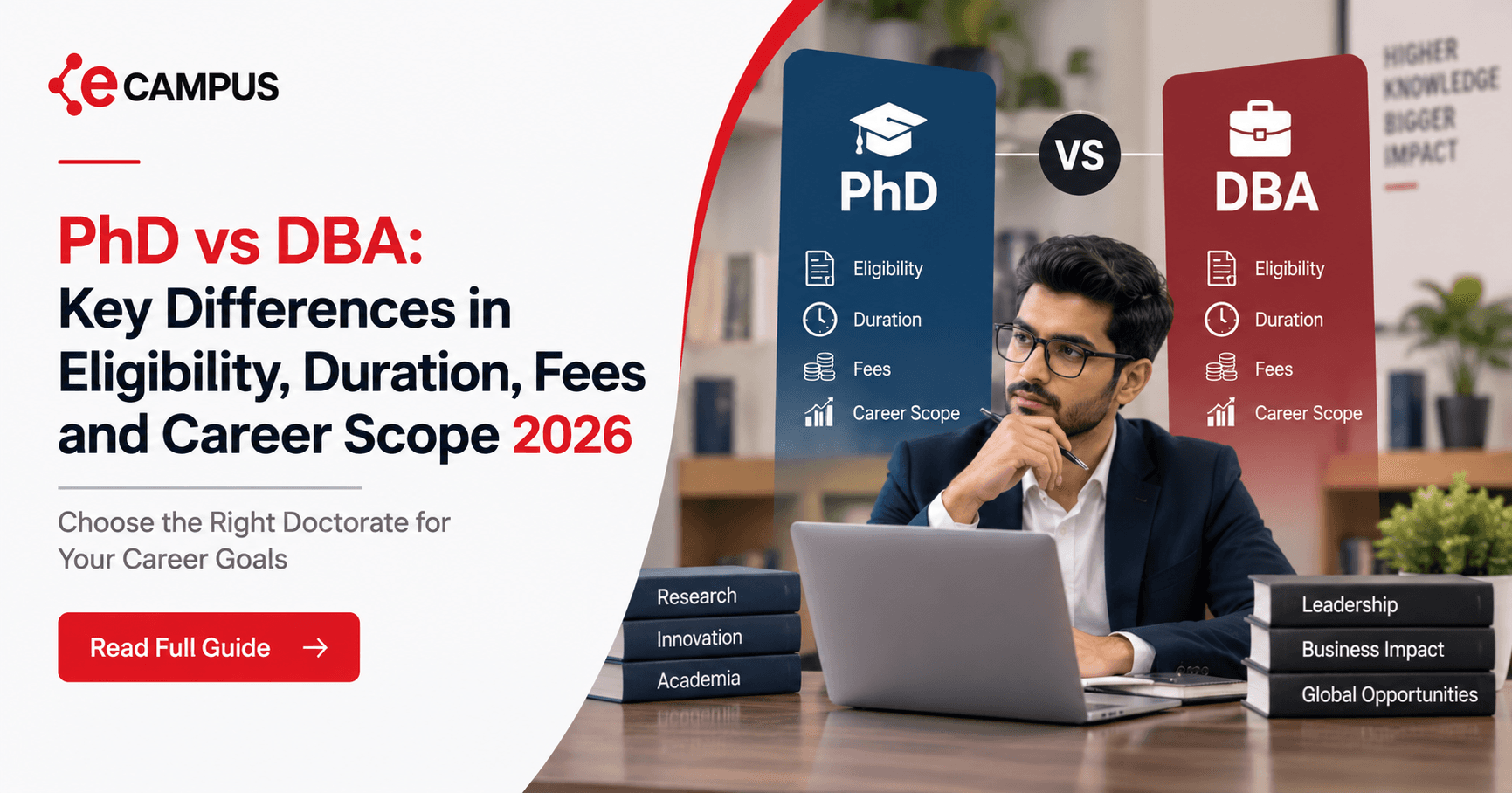 PhD vs DBA: Key Differences in Eligibility, Duration, Fees and Career Scope 2026