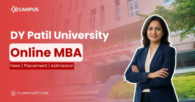 DY Patil Online MBA program details showing fees, admission process, placement support, and student reviews