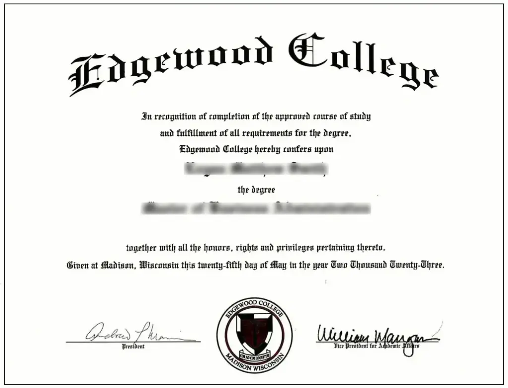 edgewood university sample certificate
